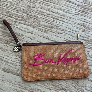Tommy Bahama Bon Voyage Pink Script & Orange Wristlet Clutch